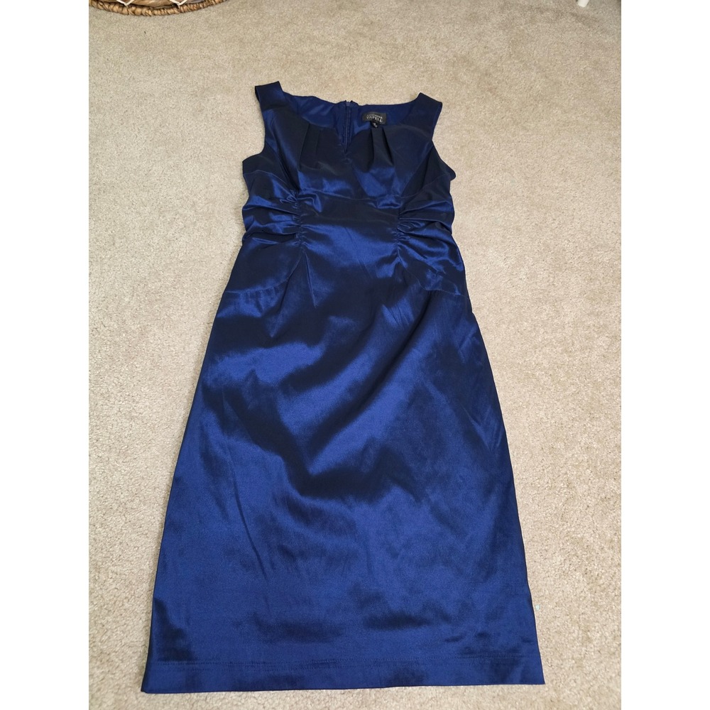 Adrianna Papell Royal Blue Satin Ruched Sheath Cocktail Dress Womens Size 8